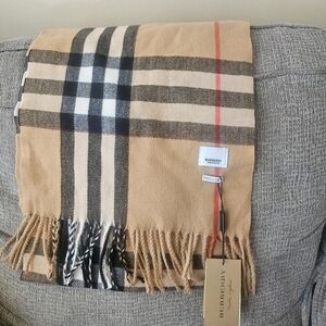 Burberry Beige and Black Plaid Scarf